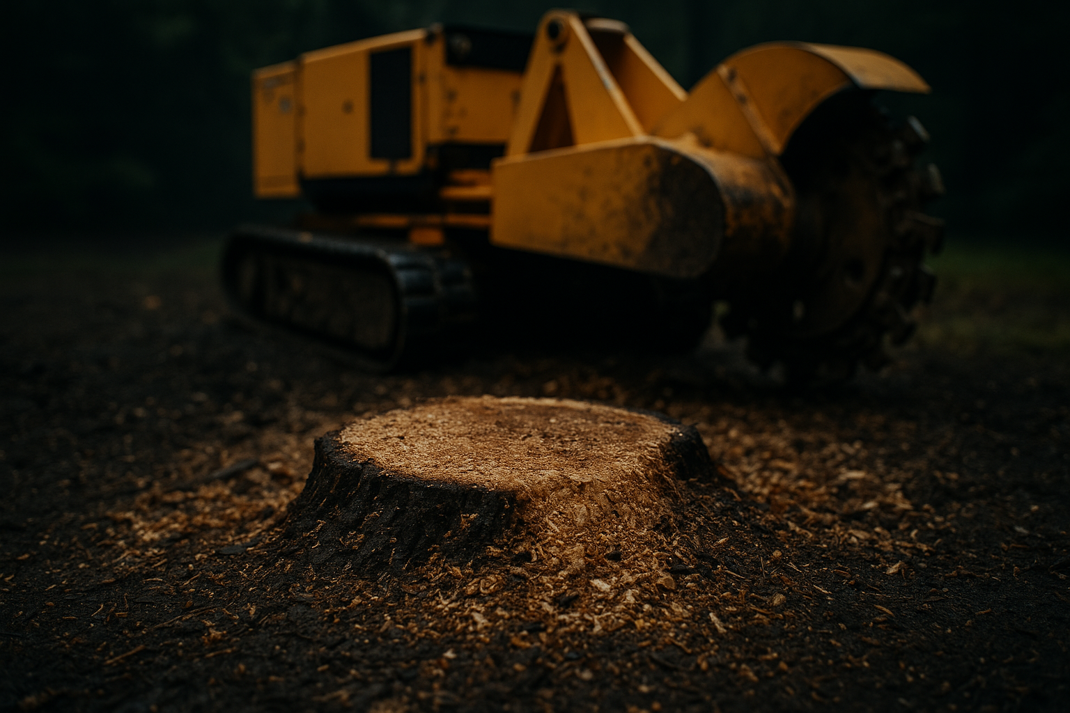 Arborist operating stump grinder in Greater Cincinnati and Northern Kentucky